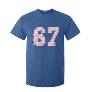 Six Seven Coquette Girl T Shirt For Kid Funny 67 Meme Gen Alpha Slang Pink Floral Bow Aesthetic TS10 Royal Blue Print Your Wear