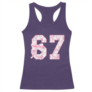 Six Seven Coquette Girl Racerback Tank Top Funny 67 Meme Gen Alpha Slang Pink Floral Bow Aesthetic TS10 Purple Print Your Wear