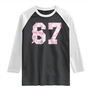 Six Seven Coquette Girl Raglan Shirt Funny 67 Meme Gen Alpha Slang Pink Floral Bow Aesthetic TS10 Black White Print Your Wear