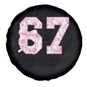 Six Seven Coquette Girl Spare Tire Cover Funny 67 Meme Gen Alpha Slang Pink Floral Bow Aesthetic TS10 Print Your Wear