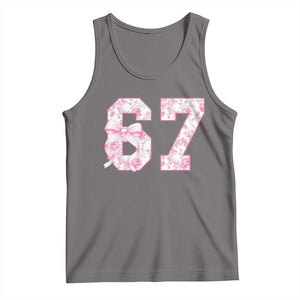Six Seven Coquette Girl Tank Top Funny 67 Meme Gen Alpha Slang Pink Floral Bow Aesthetic TS10 Deep Heather Print Your Wear
