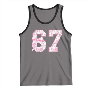 Six Seven Coquette Girl Tank Top Funny 67 Meme Gen Alpha Slang Pink Floral Bow Aesthetic TS10 Deep Heather Black Print Your Wear