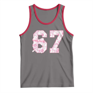 Six Seven Coquette Girl Tank Top Funny 67 Meme Gen Alpha Slang Pink Floral Bow Aesthetic TS10 Deep Heather Red Print Your Wear