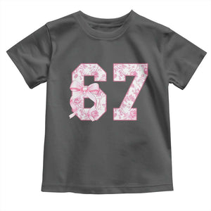Six Seven Coquette Girl Toddler T Shirt Funny 67 Meme Gen Alpha Slang Pink Floral Bow Aesthetic TS10 Dark Heather Print Your Wear