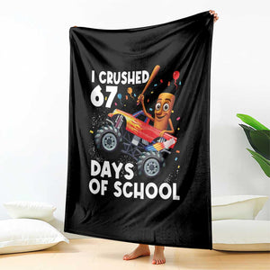 67 Days of School Monster Truck Throw Blanket 67th Day Boys Tung Tung Tung Sahur TS10 Print Your Wear
