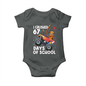 67 Days of School Monster Truck Baby Onesie 67th Day Boys Tung Tung Tung Sahur TS10 Dark Heather Print Your Wear