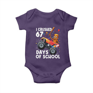 67 Days of School Monster Truck Baby Onesie 67th Day Boys Tung Tung Tung Sahur TS10 Purple Print Your Wear