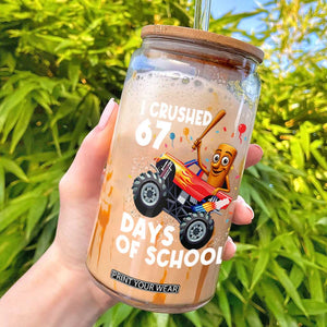 67 Days of School Monster Truck Glass Can 67th Day Boys Tung Tung Tung Sahur TS10 Black Print Your Wear