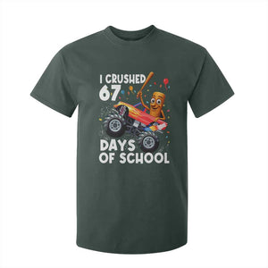 67 Days of School Monster Truck T Shirt For Kid 67th Day Boys Tung Tung Tung Sahur TS10 Dark Forest Green Print Your Wear