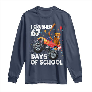 67 Days of School Monster Truck Long Sleeve Shirt 67th Day Boys Tung Tung Tung Sahur TS10 Navy Print Your Wear