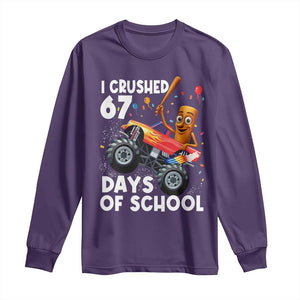 67 Days of School Monster Truck Long Sleeve Shirt 67th Day Boys Tung Tung Tung Sahur TS10 Purple Print Your Wear
