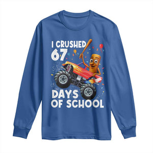 67 Days of School Monster Truck Long Sleeve Shirt 67th Day Boys Tung Tung Tung Sahur TS10 Royal Blue Print Your Wear