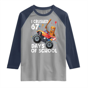 67 Days of School Monster Truck Raglan Shirt 67th Day Boys Tung Tung Tung Sahur TS10 Sport Gray Navy Print Your Wear