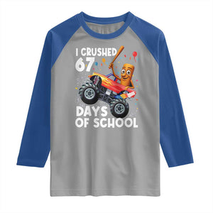 67 Days of School Monster Truck Raglan Shirt 67th Day Boys Tung Tung Tung Sahur TS10 Sport Gray Royal Print Your Wear