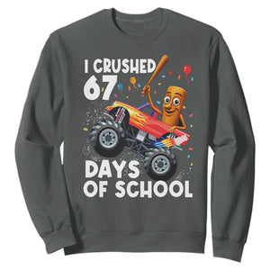 67 Days of School Monster Truck Sweatshirt 67th Day Boys Tung Tung Tung Sahur TS10 Dark Heather Print Your Wear