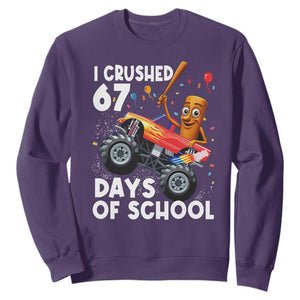 67 Days of School Monster Truck Sweatshirt 67th Day Boys Tung Tung Tung Sahur TS10 Purple Print Your Wear