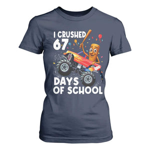 67 Days of School Monster Truck T Shirt For Women 67th Day Boys Tung Tung Tung Sahur TS10 Navy Print Your Wear