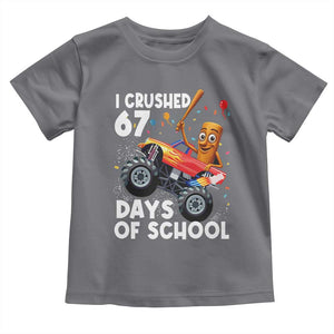 67 Days of School Monster Truck Toddler T Shirt 67th Day Boys Tung Tung Tung Sahur TS10 Charcoal Print Your Wear