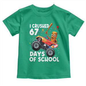 67 Days of School Monster Truck Toddler T Shirt 67th Day Boys Tung Tung Tung Sahur TS10 Irish Green Print Your Wear