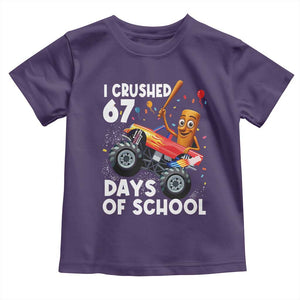 67 Days of School Monster Truck Toddler T Shirt 67th Day Boys Tung Tung Tung Sahur TS10 Purple Print Your Wear