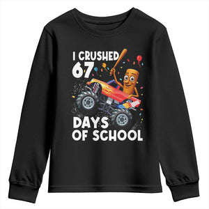 67 Days of School Monster Truck Youth Sweatshirt 67th Day Boys Tung Tung Tung Sahur TS10 Black Print Your Wear