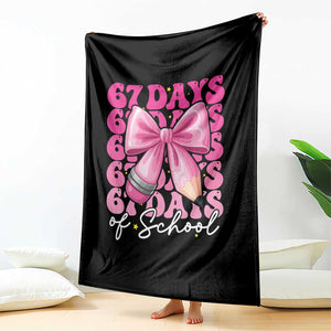 67 Days Of School Girls Coquette Bow Throw Blanket Funny Six Seven Meme 67th Day TS10 Print Your Wear
