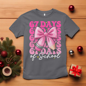 67 Days Of School Girls Coquette Bow T Shirt Funny Six Seven Meme 67th Day TS10 Charcoal Print Your Wear