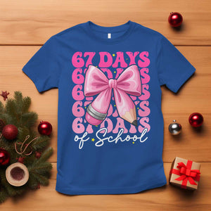 67 Days Of School Girls Coquette Bow T Shirt Funny Six Seven Meme 67th Day TS10 Royal Blue Print Your Wear