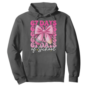 67 Days Of School Girls Coquette Bow Hoodie Funny Six Seven Meme 67th Day TS10 Dark Heather Print Your Wear