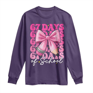 67 Days Of School Girls Coquette Bow Long Sleeve Shirt Funny Six Seven Meme 67th Day TS10 Purple Print Your Wear
