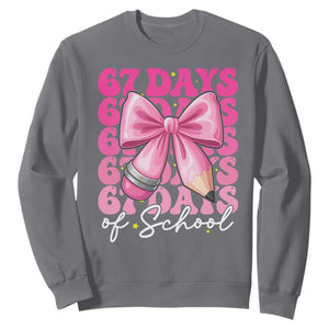 67 Days Of School Girls Coquette Bow Sweatshirt Funny Six Seven Meme 67th Day TS10 Charcoal Print Your Wear