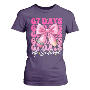 67 Days Of School Girls Coquette Bow T Shirt For Women Funny Six Seven Meme 67th Day TS10 Purple Print Your Wear