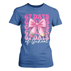 67 Days Of School Girls Coquette Bow T Shirt For Women Funny Six Seven Meme 67th Day TS10 Royal Blue Print Your Wear