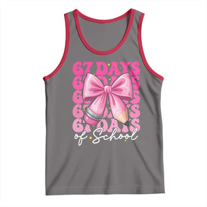 67 Days Of School Girls Coquette Bow Tank Top Funny Six Seven Meme 67th Day TS10 Deep Heather Red Print Your Wear
