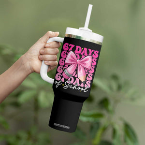 67 Days Of School Girls Coquette Bow Tumbler With Handle Funny Six Seven Meme 67th Day TS10 Print Your Wear