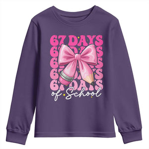 67 Days Of School Girls Coquette Bow Youth Sweatshirt Funny Six Seven Meme 67th Day TS10 Purple Print Your Wear