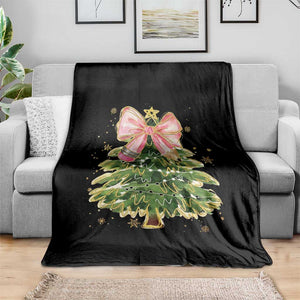 Coquette Bow Christmas Throw Blanket Cute Teacher Xmas Tree Pink TS10 Print Your Wear