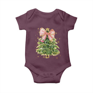Coquette Bow Christmas Baby Onesie Cute Teacher Xmas Tree Pink TS10 Maroon Print Your Wear