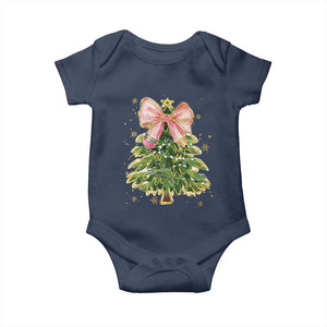 Coquette Bow Christmas Baby Onesie Cute Teacher Xmas Tree Pink TS10 Navy Print Your Wear