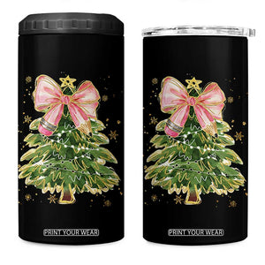 Coquette Bow Christmas 4 in 1 Can Cooler Tumbler Cute Teacher Xmas Tree Pink TS10 One Size: 16 oz Black Print Your Wear