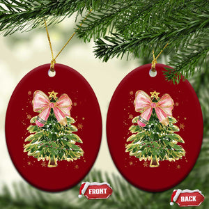 Coquette Bow Christmas Ceramic Ornament Cute Teacher Xmas Tree Pink TS10 Print Your Wear