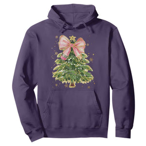 Coquette Bow Christmas Hoodie Cute Teacher Xmas Tree Pink TS10 Purple Print Your Wear