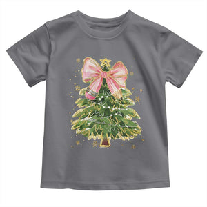 Coquette Bow Christmas Toddler T Shirt Cute Teacher Xmas Tree Pink TS10 Charcoal Print Your Wear