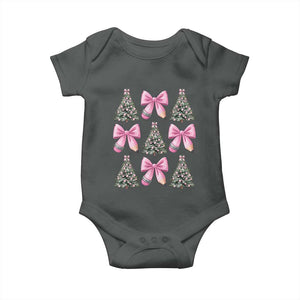 Coquette Bow Christmas Baby Onesie Girly Xmas Tree Teacher Pencil Bow TS10 Dark Heather Print Your Wear