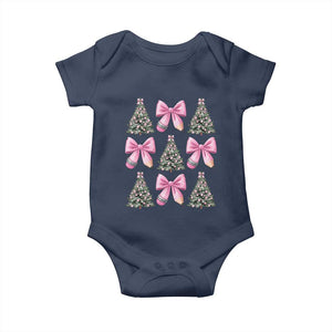 Coquette Bow Christmas Baby Onesie Girly Xmas Tree Teacher Pencil Bow TS10 Navy Print Your Wear