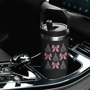 Coquette Bow Christmas Flip Straw Tumbler Girly Xmas Tree Teacher Pencil Bow TS10 Print Your Wear