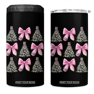 Coquette Bow Christmas 4 in 1 Can Cooler Tumbler Girly Xmas Tree Teacher Pencil Bow TS10 One Size: 16 oz Black Print Your Wear