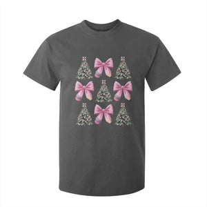 Coquette Bow Christmas T Shirt For Kid Girly Xmas Tree Teacher Pencil Bow TS10 Dark Heather Print Your Wear
