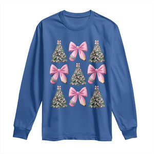 Coquette Bow Christmas Long Sleeve Shirt Girly Xmas Tree Teacher Pencil Bow TS10 Royal Blue Print Your Wear