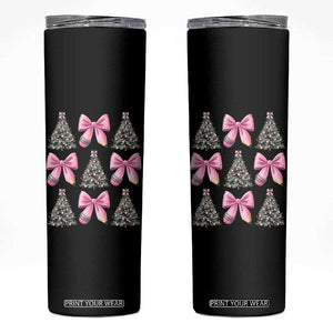 Coquette Bow Christmas Skinny Tumbler Girly Xmas Tree Teacher Pencil Bow TS10 Black Print Your Wear